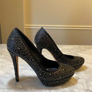BCBGMaxAzria Rhinestone Studded Black Heels, 8